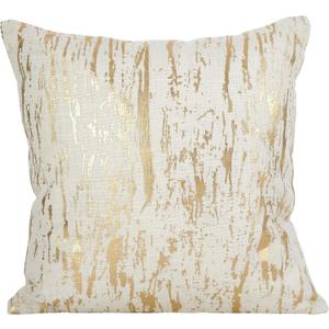 SARO LIFESTYLE Distressed Metallic Foil Design Cotton Floor Pillow, Gold, 27"