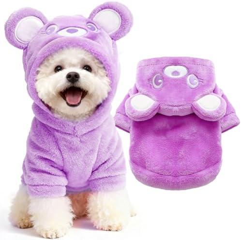 Dog Hoodie with Bear Ears Fleece Dog Sweater for Small Dogs French Bulldog Clothes Puppy Costume for Small Dogs XS Winter Clothes Cozy Pet Fleece for Cats, XL