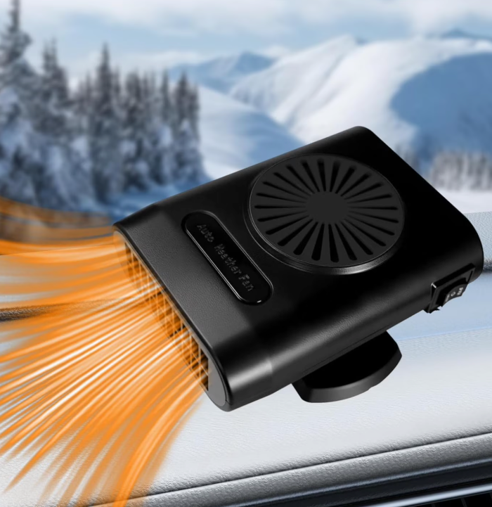 Car Heater 12V 200W Fast Heating Defrost Defogger Automobile Windscreen Fan 2 in 1 Heating and Cooling Fan in Cigarette Lighter (Black)