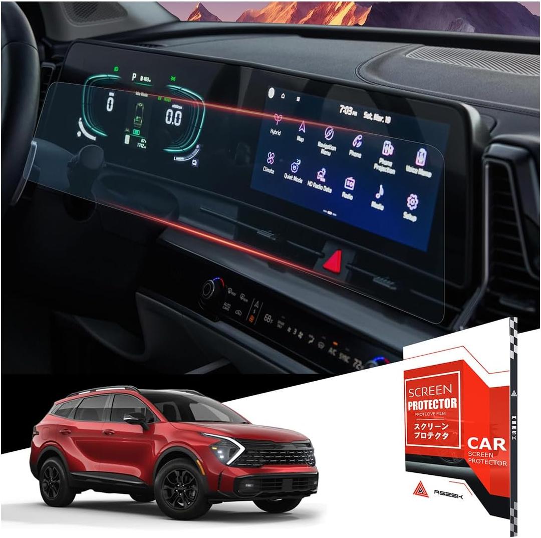 For 2PCS Integrated 2023 2024 2025 Kia Sportage 12.3 Inch Touchscreen Dual Displays High Clarity Arched Display with Curved Top Screen Protector - Sportage (EX/X-line) Accessories