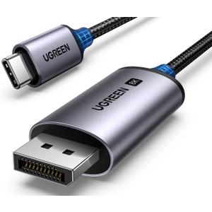 UGREEN USB C to DisplayPort 1.4 Cable 8K@60Hz 4K@240Hz Unidirectional Thunderbolt 4/3 to DisplayPort Cord USB C to DP 32.4Gbps Compatible iPhone 16, MacBook Pro/Air, iPad, Mac Mini, Galaxy, XPS, 6.6FT