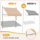 HOMEDEMO Manual Retractable Awning, 118" W x 118" H Retractable Side Bar 47-59", Outdoor Patio Awnings Height Adjustable 82-118", NO Drilling Awings for Backyard Garden Porch Outside Khaki