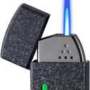 Smart Butane Torch LighterWindproof Direct Flame Lighter 4 Ignition Methods Visible Butane and Adjustable Flame Perfect for Outdoor Camping Party(Black)