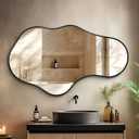 Dorlicecass Irregular Wall Mirror - Wall Mirrors Decorative 24"x 40" Asymmetrical Abstract Mirror Aviation Aluminum Alloy Frame Unique for Bathroom, Bedroom, Living Room, Cloakroom, Entryway Black