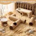 AceOrbit Hamster Tunnel Tubes and Wooden House Set, Composable DIY Hamster Tunnels and Hideout, Small Animal Tube for Mouse Gerbils Mice or Other Small Animals Habitat