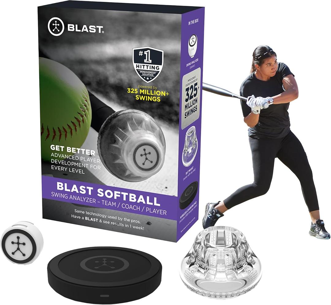 Blast Motion Softball Swing Analyzer - Improve Your Swing at Every Level - Batting Trainer - Real-time Feedback, Swing Metrics, Video Capture Highlights, Track Performance (GEN3 Sensor)