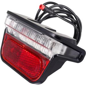 Flash Ebike Taillight 220° Wide Visibility, Fits for Rack Holes 50mm, Electric Bike Rear Light 6V-48V with SM/Waterproof Connector