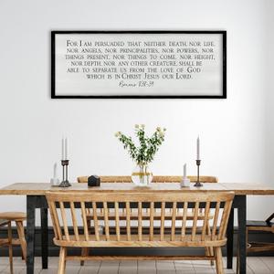 ZZJJHYWGQ Christian Bible Verse Wall Art For I am Persuaded Romans 8:38-39 Bible Verse Sign Decor 32"12" Inspirational Religious for Home Church Large Wood Frame Scripture Wall Hanging (Black)