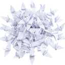 WANDIC 100 Pcs Origami Paper Cranes, Handmade Folded Origami Paper Crane String Garland for Wedding Party Backdrop Home Decoration, White