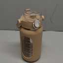 kytffu 42oz Glass Water Bottles with Straw, Motivational Glass Bottle with Silicone Sleeve and Time Marker, Leakproof Large Glass Water Jug for Gym Home Office,Amber