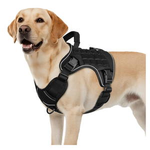WINGOIN Black Tactical Dog Harness for Large Dogs, Heavy Duty No Pull Dog Harness with Handle, Adjustable Reflective Military K9 German Shepherd Big Size Dog Vest for Walking, Training, Hunting (L)