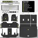 Tongama-Floor Mats for 2025 2026 Chevy Suburban/GMC Yukon XL 7 Seats with Bucket Seat, All Weather TPE Trunk Mat & 3rd Row Backrest Mats & Cargo Net & Door Sill Guards for Suburban Accessories