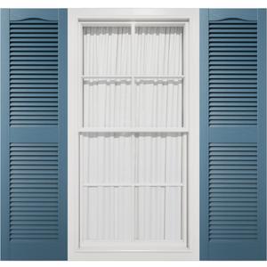 Mid America 00011460036 Standard Size Cathedral Top Center Mullion, Open Louver Vinyl Shutter, w/Installation Shutter-Lok's & Matching Screws (Per Pair), 036, 14 1/2"W x 60"H, Classic Blue
