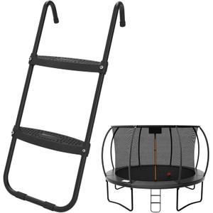 jumpfly Trampoline Ladder, 2 Steps Trampoline Steps with Wide Skid-Proof Universal Trampoline Ladder Accessories (Black)