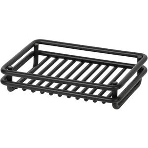 Creative Home Metal Wire Soap Dish Tray Rust-Resistant Iron Bathroom Holder with Black Powder Coating Bar Soap Rack for Shower Sink Kitchen Vanity, 3.1 x 4.4 x 1 H Inch