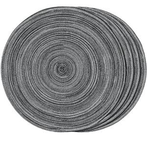 FunWheat Round Braided Placemats Set of 4 Place mats for Dining Tables Woven Heat Resistant Table Mats 15 inch(Grey,4pcs)