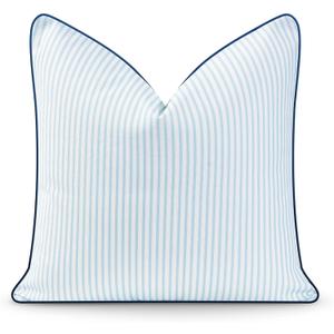 Hofdeco Premium Coastal Hampton Style Patio Indoor Outdoor Pillow Cover Only, 20"x20" Water Resistant for Backyard, Couch, Blue Stripe