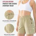 Cosmolle Lightweight Hiking Cargo Shorts Womens Quick Dry Athletic Shorts for Camping Golf with Zipper Pocket Water Resistant (Beige, L)