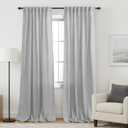 KOUFALL Grey Back Tab Rod Pocket Linen Sheer Curtains for Living Room 52x90 Inches Long
