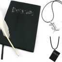 4 PCS Set Notebook Anime Cosplay Japan Anime Theme Writing Journal, Feather Pen, L Necklace & Book Chain Anime Accessories