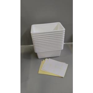 Zonon 12 Pcs Plastic Cubby Storage Bins Classroom Cubby Organization Storage Containers with 1 Pack Self Adhesive Labels Bin for Office Library School Home(White Color)