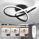 CANEOE Modern LED Ceiling Light Fixture,42W Dimmable Flush Mount Ceiling Light with Remote Black Close to Ceiling Light,3-Color Ceiling Lamp for Bedroom Living Room Kitchen Dining Room Office