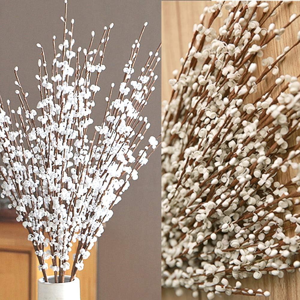 Wootkey 5pcs 29.5" Faux Jasmine Artificial Flowers Tall White Floral Branches Stem for Home Wedding Vase Filler Party DIY Decoration