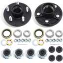 GREPSPUD 2Sets Trailer Hub Kits 5 on 4.5 for 3500 lbs 11/16'' to 13/8'' Tapered Axle, Idler Hub with Extra Dust Caps & Rubber Plugs, 5x4.5 Trailer Replacement Hub 5 Lug Bolt Trailer Wheel Hub Kit