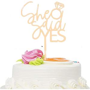 Wooden She Said Yes Cake Topper,Wedding Party Decorations,Bridal Shower Engagement Cake Topper,Bachelorette Party Decoration Supplies