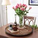 Farmhouse Oak 24" Lazy Susan Turntable Organizer for Cabinet, Round Wooden Lazy Susan Organization and Storage for Dining Table, Pantry, Kitchen, Countertop, Cupboard,Home Decor, Walnut
