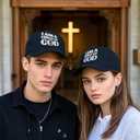 Christian Hats for Men Women Adjustable Size Baseball Cap Christian Easter Gifts Black (Black)