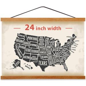 Magnetic Poster Frame Hanger, Natural Teak, 24x36 24x32 24x18 Poster Hanger for Photos, Pictures, Prints, Maps, Scrolls and Canvas Artwork