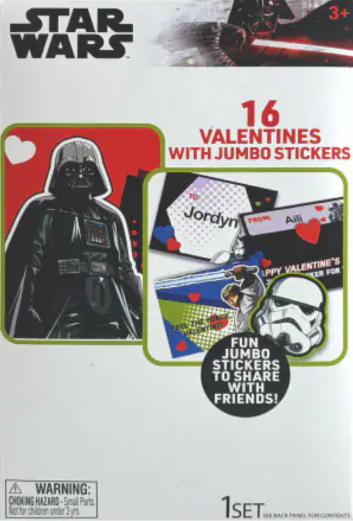 Star Wars 16 Valentines with Jumbo Stickers
