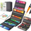 120 Colors Duo Tip Brush Markers Art Pen Set,LANRENWENG Fine Brush Tip Colored Pens Set with Canvas Bag,Markers for Adult Coloring Books Drawing Sketching Note taking Lettering Calligraphy