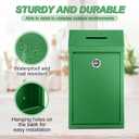 Yaocom Metal Money Drop Donation Cash Box for Farm Stand Collection Safe Suggestion Box with Lock Wall Mounted Mailbox Container for Home Office Outdoor(Green,10.24 x 5.71 x 2.95 Inch)