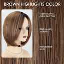XIUFAXIRUSI XIUFAXIRUSI Short Brown Bob Wigs for Women Layered Straight Brown Mix Blonde Highlights Classic Short Hair Wig with Side Part Dark Root Natural Synthetic Wig