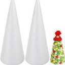 Operitacx 2pcs Foam Cones for Crafts - 13.4 Inch Solid Polystyrene Foam Cone for DIY Christmas Tree Base, Floral Arrangement, School Projects, Holiday Decorations (2pcs-34.00X11.50X11.50CM)