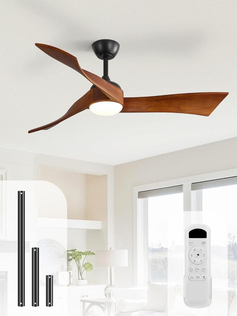 Sofucor 52 Inch Ceiling Fans with Lights, Solid Wood Indoor/Outdoor Ceiling Fan with Remote, Reversible DC Motor, 3 Blade Modern Ceiling Fan Light, Low Profile Ceiling Fans for Bedroom Patio Kitchen (Dark Walnut+Matte+Light) Sofucor 52 Inch Ceiling Fans with Lights, Solid Wood Indoor/Outdoor Ceiling Fan with Remote, Reversible DC Motor, 3 Blade Modern Ceiling Fan Light, Low Profile Ceiling Fans for Bedroom Patio Kitchen (Dark Walnut+Matte+Light)