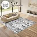 Area Rugs for Living Room: 7x9 Abstract Washable Rug Modern Neutral Large Soft Stain Resistant Non-Slip Backing Machine Table for Bedroom Dining Room Indoor Home Office Carpet - Black Grey