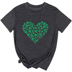 Yimoya Womens Feelin Willie Lucky T-Shirt Casual Shamrock St Patrick's Day Shirt Irish Tees (Green-3), L