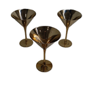 MyGift 8-Ounce Modern Metallic Gold Tone Martini Glasses, Elegant Golden Drinking Glass for a Cocktail Party, Wedding, or Anniversary Dinner, Set of 3