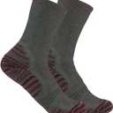 Carhartt Women's Force Midweight Synthetic-Wool Blend Crew Sock 2 Pack (Medium, Charcoal)