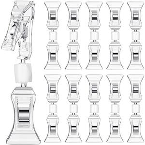 Colarr 31 Pcs Double Sided Sign Clips - Rotatable Mini Clip Clear Plastic Sign Holder Stand for Label Clothing Business Cards Retail