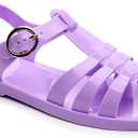Toddler Sandals Jelly Shoes Girls Unisex Boy Flat Retro Slides Clear Kids Water Slippers Slingback Summer Beach Size 8 Adjustable Buckle Glitter Dress Soft (Purple)