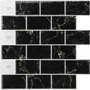 Art3d 10-Sheet Peel and Stick Subway Backsplash, 12 in. x 12in. Black Marble Design