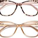 Oversized Reading Glasses Women Cat Eye Photochromic Computer Reader Stylish Ladies Designer Fashion Big Unbreakable Eyewear (Reader ( Brown Crystal+tortoise Pink ))
