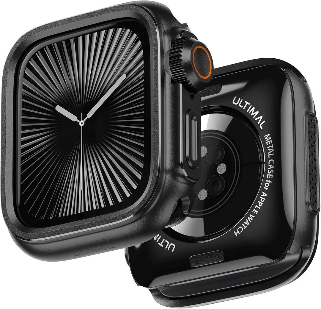 ULTIMAL Metal Case Compatible with Apple Watch Series 11/10 46mm with Back Cover, Military Grade Shockproof Protective Case, Rugged Cover for iWatch 46mm (Black)