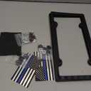 BGGTMO American Flag License Plate Frames- Patriotic USA Stars and Stripes Plastic Car Tag Holder Cover (Gloss on Matte Black) with Screws