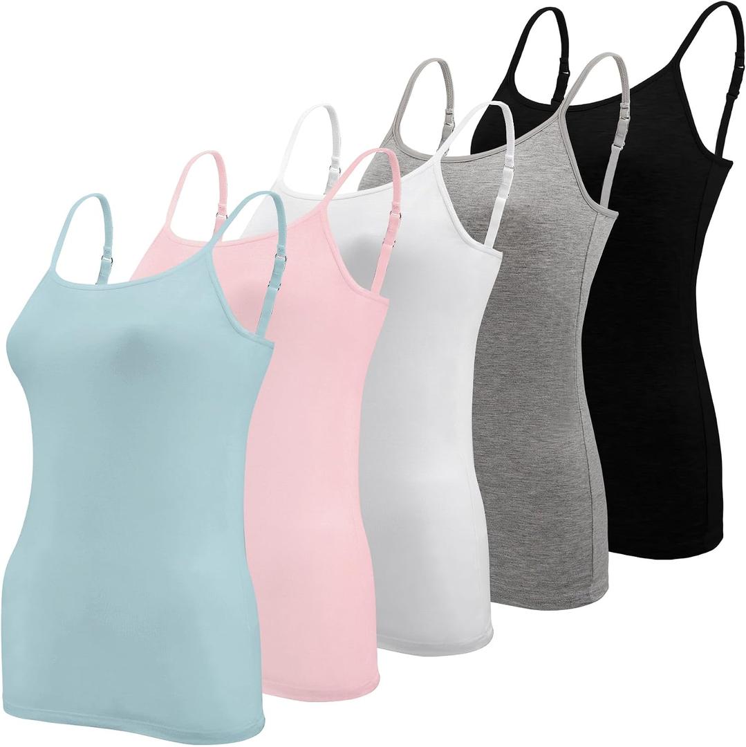 BQTQ 5 Pcs Women's Camisole Tank Tops Spaghetti Strap Basic Undershirts (XL)