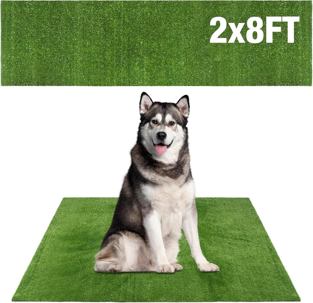 GLOBREEN Large Dog Grass Pee Pad, 2FTx8FT Artificial Grass Puppy Potty Training, Indoor Outdoor Pets Turf Balcony Patio Yard